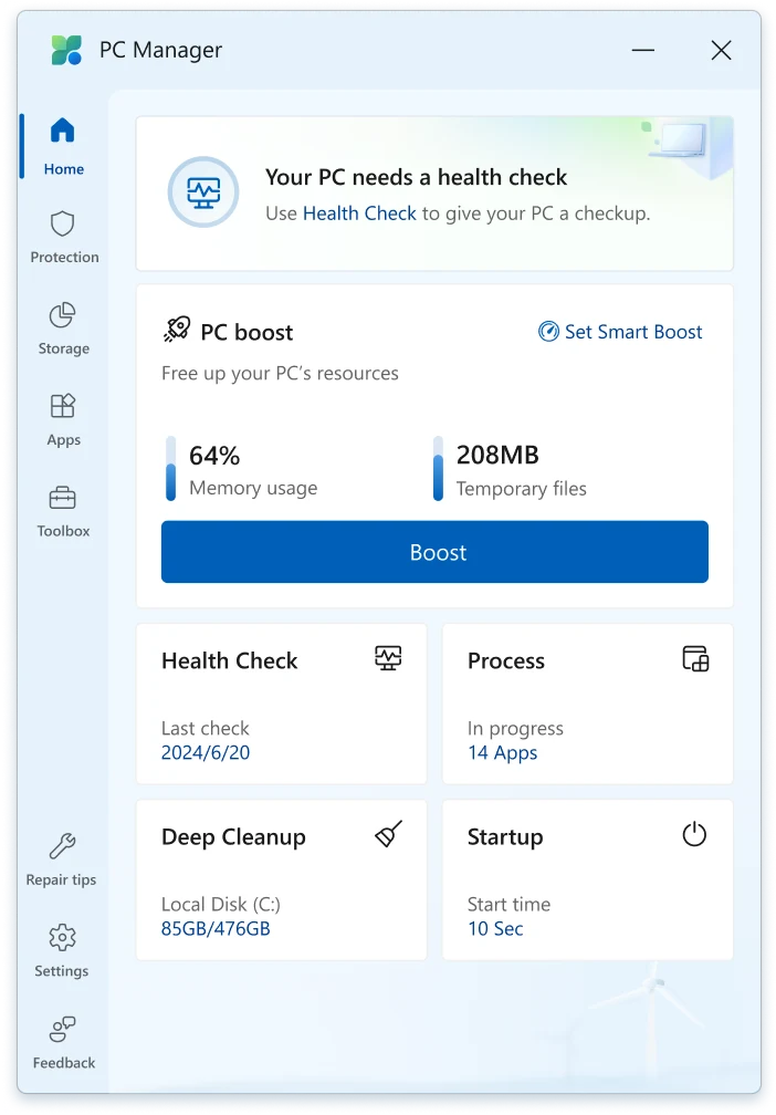 Cleanup PC, protection for your computer | Microsoft PC Manager